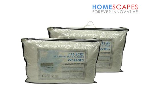 : 4 x White Duck Feather Pillows - Wash at Home Range - Hypo Allergenic & Anti Dust Mite (HOMESCAPES Brand)