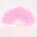 Feather Plastic Folding Hand Fan Mardi Gras Pink