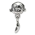 Sterling Silver Reflections Kids Monkey and Banana Bead (3.25mm Diameter Hole)