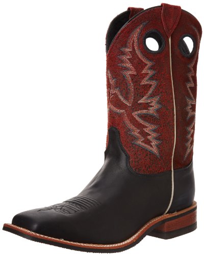 Justin Boots Men's U.S.A. Bent Rail Collection 11" Boot Wide Square Double Stitch Toe Performance Rubber Outsole,Black Chester/Red Crackle,10 EE US