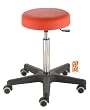 Arbeitshocker, Arzthocker, Drehhocker, Rollhocker Modell comfort, Hubbereich ca. 54 -73 cm, Rollen mit weicher Radbandage, Sitzfarbe feuer-rot