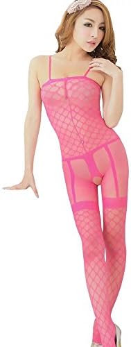 Lady Sexy Sling Crotchless Lingerie Nighty Feminine Sensation Jumpsuits Pink