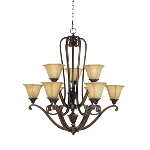Olympia Nine Light Chandelier in Imperial Walnut