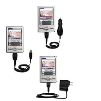 Deluxe Kit for the Sony Clie TJ37 includes a USB cable with Car and Wall Charger - Gomadic Brand w/ TipExchange Technology
