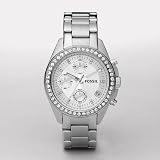 Fossil Women's ES2681 Stainless Steel Bracelet Black Glitz Analog Dial Chronograph Watch
