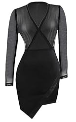 Sexy V-neck Chiffon/Polyester Illusion Asymmetric Sheer  Dress