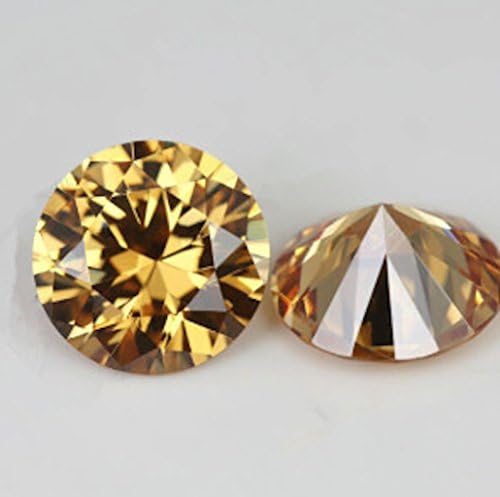 Jaz77 - Simulated Diamond Champagne Round 10 mm (1 pc) AAAAA Top Quality Loose Gemstone