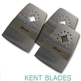 KENT 3 Flush Cut Rigid Stainless Steel Oscillating Scrapers, For Scraping: Paint, Grout, Caulking, Fits Fein Multimaster, FMM250Q, Bosch, Chicago, Secco, Milwaukee