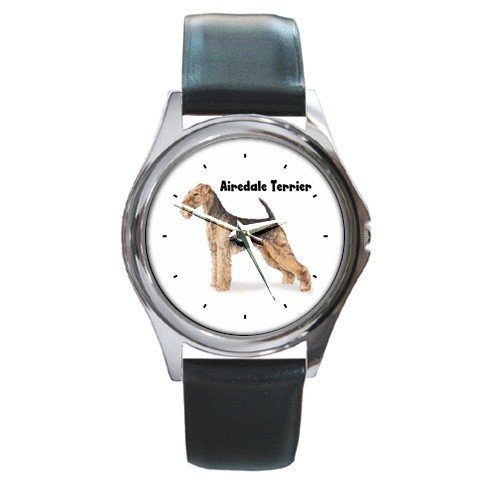 Airedale Terrier Round Metal Watch