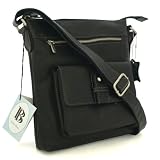Bolla Real Leather Front Pocket Shoulder / Cross Body Bag Black