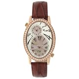 Charles Winston Women's Dual Time Cubic Zirconia Accented Watch #WR0282-CZ-BR