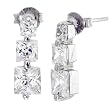 Three CZ Stones Sterling Silver Earrings