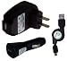 USB CAR+ USB AC WALL CHARGER + USB RETRACTABLE CABLE FOR Blackberry RIm 8100, 8300, 8800 and Bold 9000.