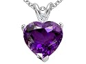 1.92 cttw Genuine Amethyst and Diamond Heart Pendant - 14kt White or Yellow Gold
