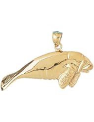 Dazzlers Solid 14k Gold Manatees Sea Cow Charm Pendant Available in three colors from jewelsberry (weights: 3.7 grams only)