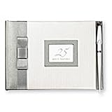 CR Gibson Wedding Anniversary Guest Book with Pen, 25th Silver, 9-3/4-Inch by 7-Inch