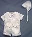 Boys Christening Set 5-pc with Cap Silver Embroidered Vest Infants & new Toddler Sizes
