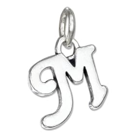 STERLING SILVER SCROLLED LETTER "M" CHARM
