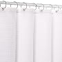 White Waffle-Weave Fabric Shower Curtain