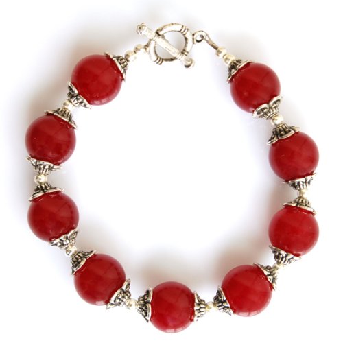 Handmade Indian Ruby and Silver Bracelet