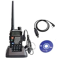 AGPtek® BaoFeng Newest Model UV-5RE 136-174/400-480 MHz Dual Band Dual Display FM Ham Two Way Radio + USB Programming Cable