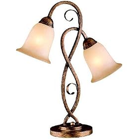 2 Lites Aged Bronze Table Lamp