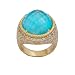 18k Yellow Gold Plated Sterling Silver Dyed Blue Shell, Cubic Zirconia and White Quartz Doublets Dom