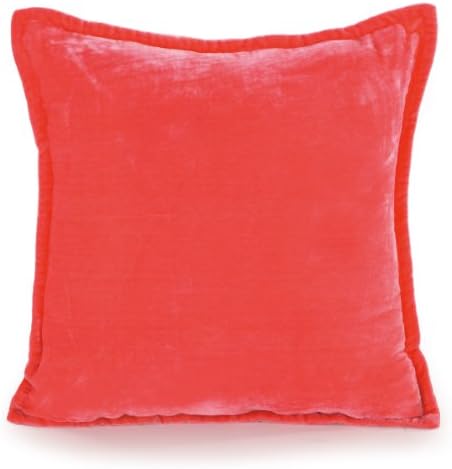 Nanette Lepore Villa Botanical Porcelain Velvet Decorative Pillow, 14 by 14-Inch, Coral