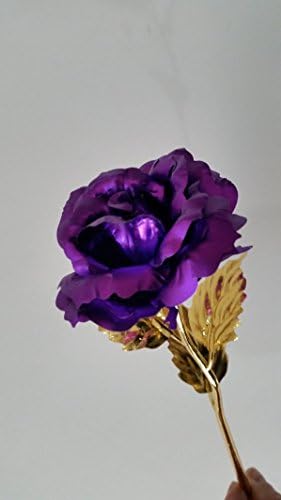 Tenew 24k Gold Plated Rose Full Blossom Budding Gold Foil Rose Creative Birthday Presents, Gift for Girlfriend, Mother's Day, Party, Wedding, Romantic Gifts for Her in Gift Box (Purple)