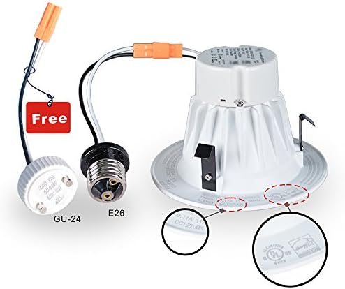 LEDJOY 11Watt 4Inch Dimmable Recessed LED Downlight Kit - ENERGY STAR UL-listed Retrofit LED Recessed Lighting Fixture - 2700K Warm White LED Ceiling Light - 885Lumens 75W Incandescent Equivalent - AC120V Recessed Downlight With E26 Medium and GU24 Base - Easy Installation, No Tools Necessary