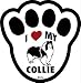 Search : I Love My Collie Dog Pawprint Window Decal w/Suction Cup