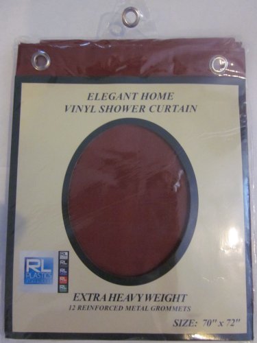 RL Plastics Heavy Duty Vinyl Shower Curtain with Metal Grommets, Burgundy