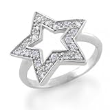 Bling Jewelry Sterling Silver CZ Pave Open Star Ring