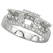 14K White Gold Three Stone Round Diamond Semi Mount Engagement Ring For Princess Cut Diamonds