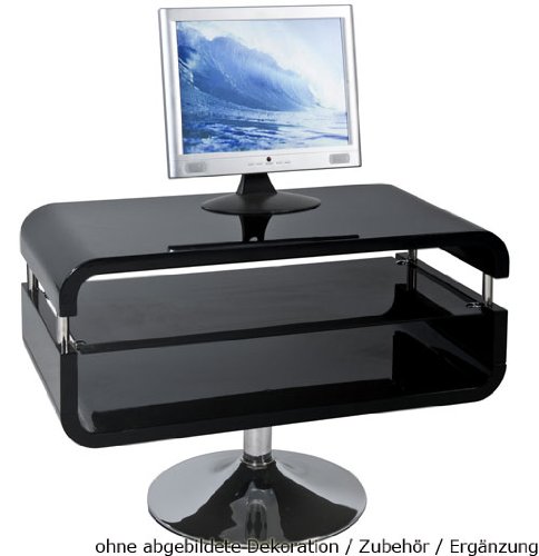 TV-Rack in Hochglanz schwarz mit Glasboden in schwarz, Maße: B/H/T ca. 75/52/40 cm