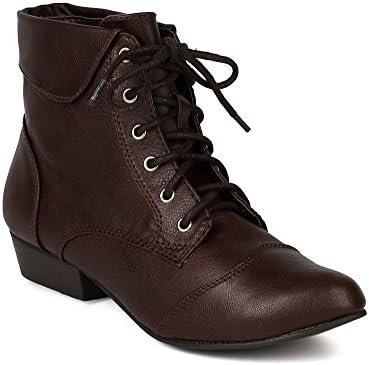 Breckelle's Indy-11 Women's Fold Over Lace Up Oxford Boots, Brown, 7.5 M US