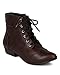 Breckelle BC45 Women Leatherette Oxford Almond Toe Lace Up Cuff Ankle Bootie - Brown