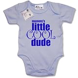 Dirty Fingers Mummy's Little Cool Dude Baby & Toddler Short Sleeve Bodysuit / BabyGrow, 6-12 months, Blue