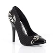 5 Inch High Heel Sexy Shoes Fabric Pinstripe Pump Shoes Buckles Black