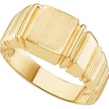 14K Yellow 11.00 MM Gents Signet Ring W/brush Finished Top