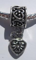 Murano Style Antique Silver Plated Charm Dangle Fits Pandora Heart (1)
