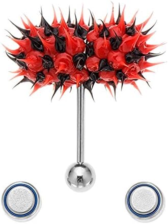 Thrasher Red-Black Koosh Micro Vibrating Tongue Ring Barbell