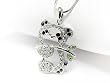 White Gold Plated Crystal Panda Bear Pendant Necklace