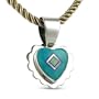 Mosaic Inlay Reversible Heart Pendant w/Sage Rayon Cord