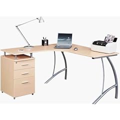 Myhomeoffice24 Computertisch Schreibtisch in praktischer Winkel L-form Ahorn Pc28
