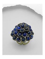 Semi GemStone Beads Ring In Brass