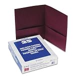 Oxford Twin-Pocket Portfolio, Embossed Leather Grain Paper 25 Folders Count (Burgundy)
