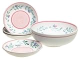 Caleca Pink Garland 5-Piece Pasta Serving Set, Service for 4