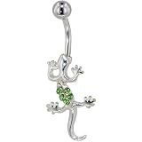 Green Crystal Lizard Dangle Belly Ring