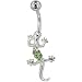 Green Crystal Lizard Dangle Belly Ring